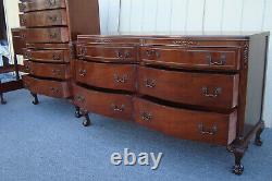 00001 Antique Bed Room Set Full Bed High chest Dresser with mirror nightstand