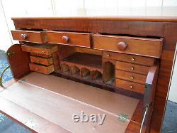00001 Antique Empire Burled High Chest with Desk Dresser Butler Desk