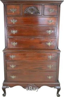 17658 Mahogany Chippendale Two Piece Chest on Chest