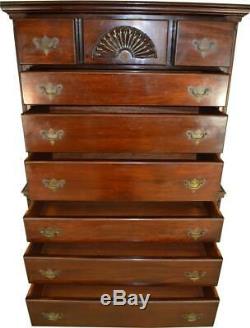 17658 Mahogany Chippendale Two Piece Chest on Chest