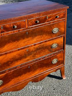 1800s mahogany hepplewhite dresser chest of drawers apron french feet antique