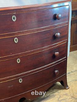 1810 fine hepplewhite mahogany bow front chest of drawers french feet clean