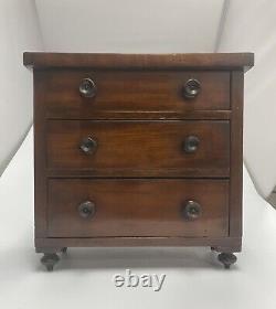 1830 Antique English Mahogany Miniature Chest Of Drawers