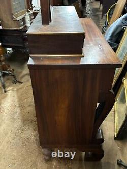 1850s flame mahogany gentlemans dresser with mirror empire Chest Of Drawers