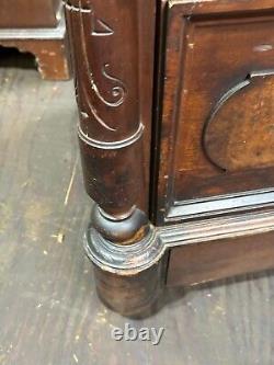1880s burl walnut victorian eastlake tall chest dresser 5 drawer