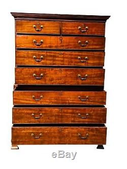 18th C Antique English George III Chippendale Mahogany Chest On Chest / Dresser