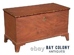 18th C Antique Pennsylvania Chippendale Faux Mahogany Grain Painted Blanket Box