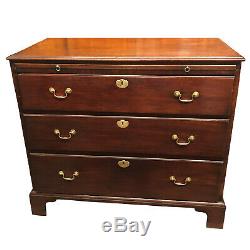 18th C. English George III Mahogany Chest Of Drawers With Brushing Slide
