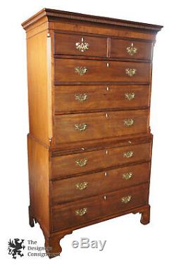 18th Century English Chippendale Mahogany Chest on Chest Highboy Dresser 76