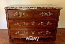 18th-century French Louis XIV Walnut Commode Marble Top