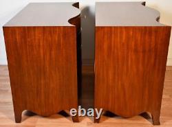 1930 Beacon Hill English Regency Mahogany inlaid Pair Chest of Drawers commodes