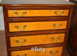 1930s pair of English Mahogany & Birdseye commodes / chest of drawers