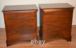 1930s pair of English Mahogany & Birdseye commodes / chest of drawers