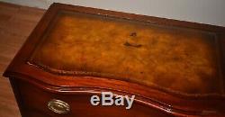 1940s Pair of Regency Style Mahogany Leather top Chest of Drawers