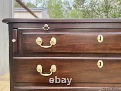 1971 Henkel Harris Solid Mahogany Bachelor Chest with Pullout and Brass Pulls