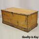 19th C Antique Primitive Country French Wooden Dovetail Blanket Chest Trunk