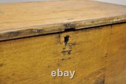 19th C Antique Primitive Country French Wooden Dovetail Blanket Chest Trunk