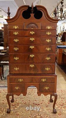 19th Century American Mahogany Chippendale Bonnet Top High Chest Highboy