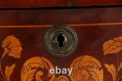 19th Century Dutch Mahogany Floral Marquetry & White Marble Tall Chest