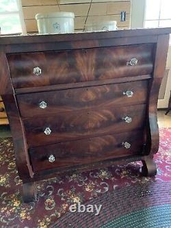 19th Century Empire Flame Mahogany Chest of Drawers