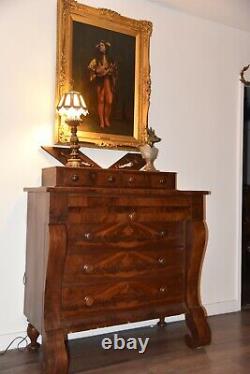 19th Century Empire Period Mahogany Chest of 6-Drawers Dresser Accent Cabinet