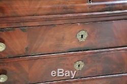 19th Century Italian Mahogany Commode Chest of Drawers with Marble Top