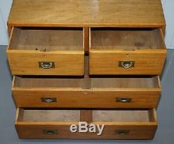 1 Of 2 Vintage 1950's Solid Light Mahogany Military Campaign Chest Of Drawers
