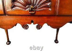 20th C Chippendale Antique Style Mahogany Bonnet Top Highboy Dresser / Chest