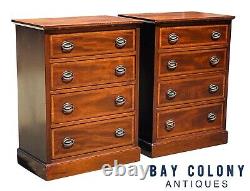 20th C Federal Antique Style Pair Of Mahogany Bachelors Chests / Nightstands