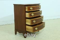 33065EC Pair Bow Front Banded Mahogany 4 Drawer Nightstand Chests