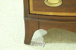33065EC Pair Bow Front Banded Mahogany 4 Drawer Nightstand Chests