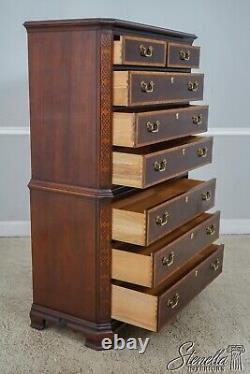 60267EC THOMASVILLE Banded Mahogany Chippendale High Chest Of Drawers