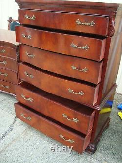 60449 Antique Mahogany Bedroom Set High chest dresser with Mirror + Full size be