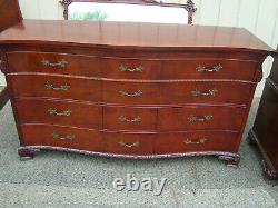 60449 Antique Mahogany Bedroom Set High chest dresser with Mirror + Full size be