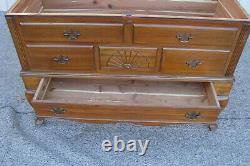 60862 Antique Mahogany Cedar Lined Queen Anne Blanket Chest with Drawer