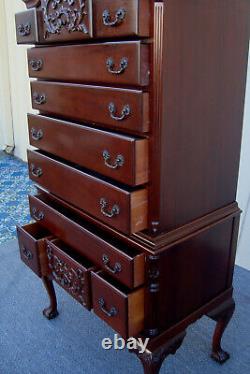 61676 Solid Mahogany High Boy Dresser Chest