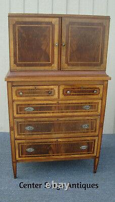 61831 Banded Mahogany High Chest Dresser Cabinet