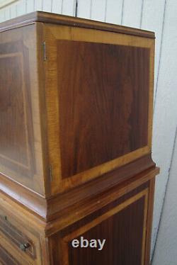 61831 Banded Mahogany High Chest Dresser Cabinet