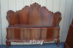62134 Antique Mahogany Bedroom Set High Chest Dresser with Mirror Full Bed Nightst