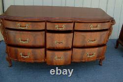 62134 Antique Mahogany Bedroom Set High Chest Dresser with Mirror Full Bed Nightst