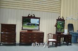 62253 Antique Mahogany High Chest and Dresser with Mirror