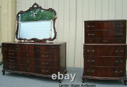 62254 Antique Mahogany High Chest + Dresser with Mirror