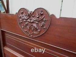 62817 Antique Mahogany Full Size Bed + Dresser Chest with Mirror Bedroom Set