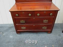 62817 Antique Mahogany Full Size Bed + Dresser Chest with Mirror Bedroom Set
