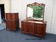63599 Antique Mahogany High Chest + Dresser with Mirror