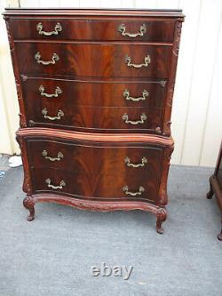 64070 Antique Burled Mahogany High Chest Dresser