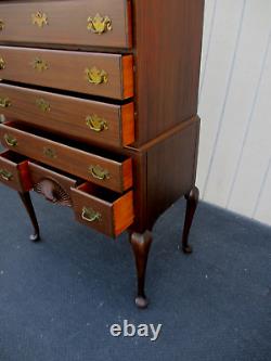 64315 Antique FLINT Furniture Mahogany High Boy Dresser Chest