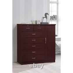 7-Drawer Mahogany Chest of Drawers with Door