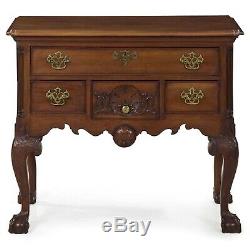 AMERICAN LOWBOY DRESSER Chippendale Antique Chest of Drawers, Carved Mahogany