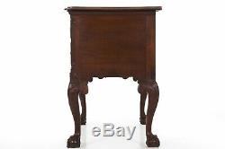 AMERICAN LOWBOY DRESSER Chippendale Antique Chest of Drawers, Carved Mahogany